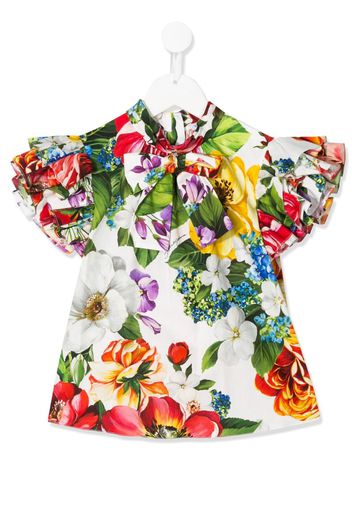 Blusa a fiori con fiocco