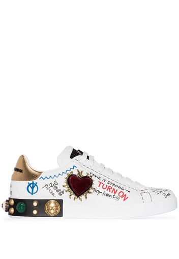 white Portofino embroidered sneakers