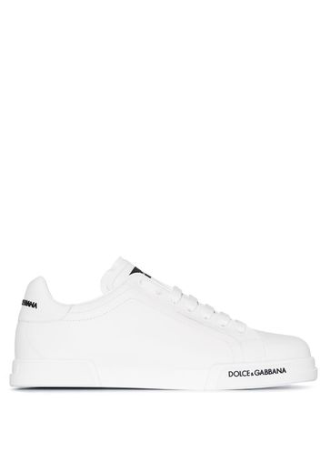 white Portofino logo leather sneakers