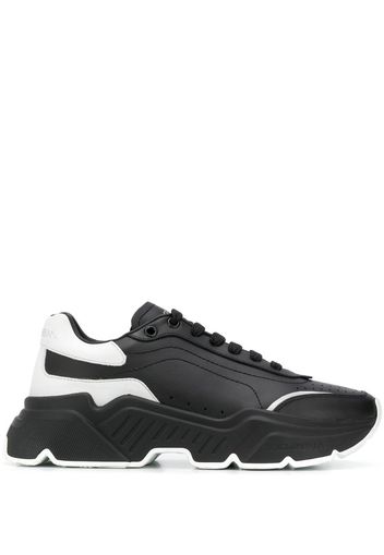 calf leather trainers with thick rubber sole