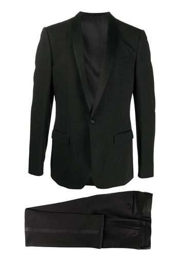 wool-silk mix single breasted suit with shawl lapels