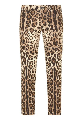 Dolce & Gabbana leopard print skinny jeans - Marrone