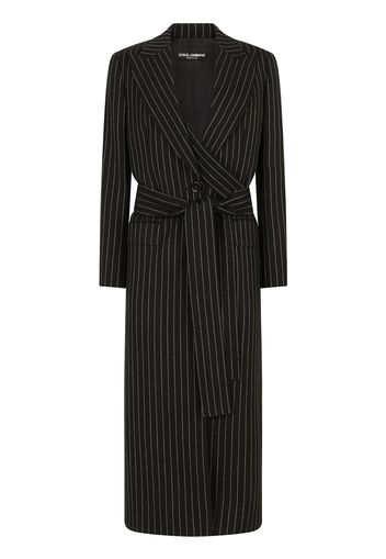 Dolce & Gabbana pinstriped single-breasted belted coat - Nero