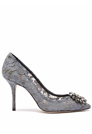 Dolce & Gabbana Taormina lace crystal 90mm pumps - Grigio