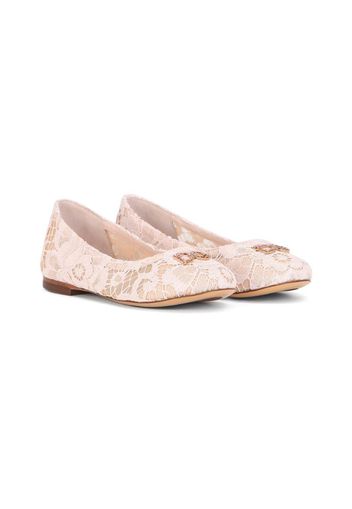 logo-plaque lace-detail ballerina shoes