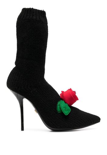 knitted style rose calf boots