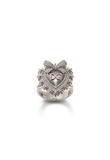 18kt white gold Devotion diamond sacred heart ring