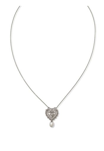 Dolce & Gabbana Devotion necklace in white gold with diamonds and pearls - Bianco