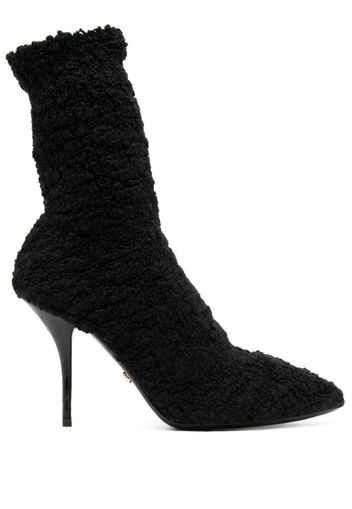 shearling stiletto heel boots