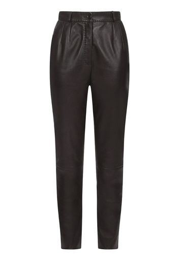 dart-detailing leather trousers