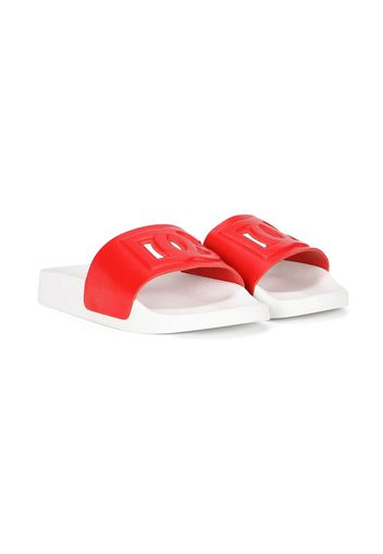 Dolce & Gabbana Kids DG cut-out slides - Rosso