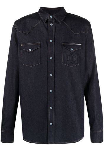 contrast-stitching denim shirt