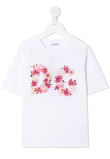 Dolce & Gabbana Kids T-shirt a fiori - Bianco