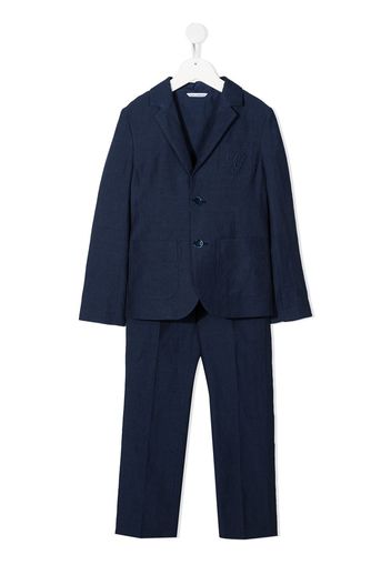 Dolce & Gabbana Kids Blazer monopetto con ricamo - BLU SCURO