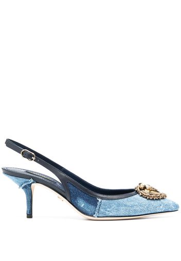 Dolce & Gabbana Devotion 10mm denim slingback pumps - Blu