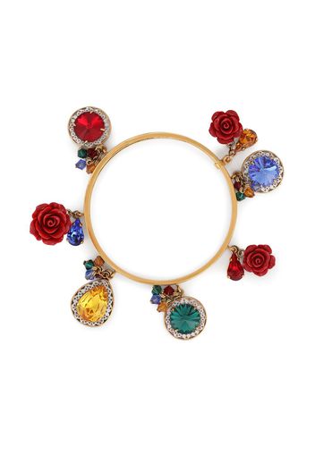 Dolce & Gabbana Bracciale rigido con decorazione di cristalli - Oro