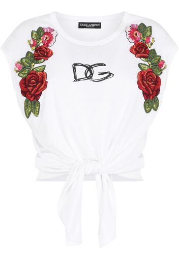 Dolce & Gabbana Top crop con applicazione - Bianco