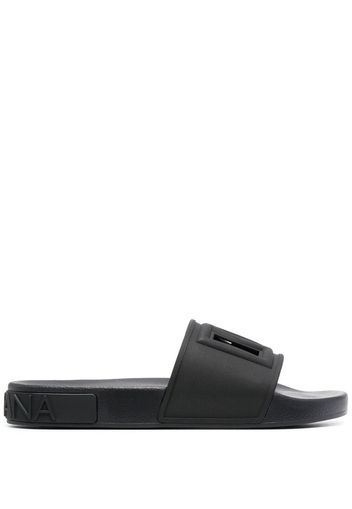 Dolce & Gabbana logo-embossed pool slides - Nero