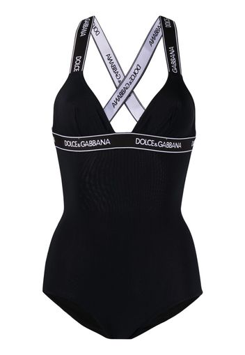 Dolce & Gabbana logo trim swimsuit - Nero