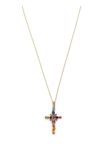 Dolce & Gabbana 18kt yellow gold gemstone cross pendant necklace - Oro