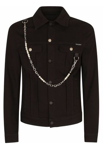 Dolce & Gabbana chain-link detail denim jacket - Nero