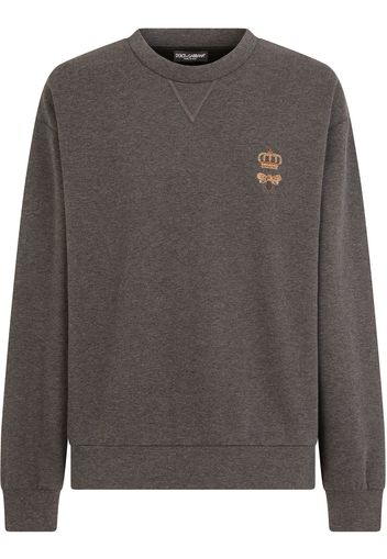 Dolce & Gabbana bee-embroidered cotton-blend sweatshirt - Grigio