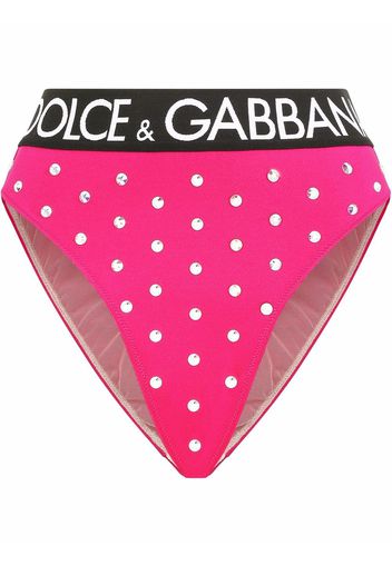 Dolce & Gabbana rhinestone-embellished high-waisted briefs - Rosa