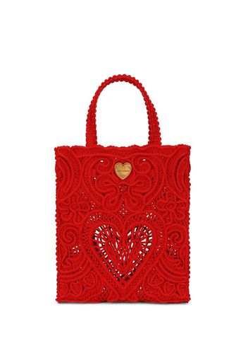 Dolce & Gabbana small Beatrice crocheted tote bag - Rosso