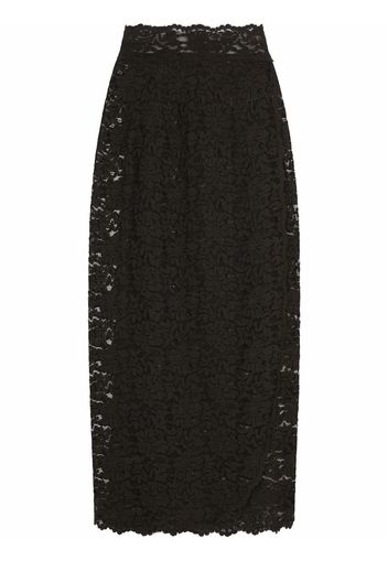 Dolce & Gabbana sheer lace midi skirt - Nero