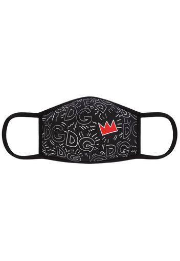 Dolce & Gabbana logo and heart print face mask - Nero