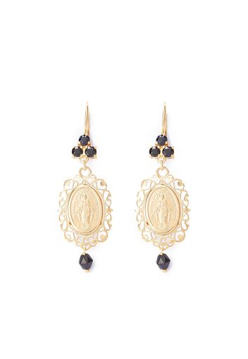 Dolce & Gabbana 18kt yellow gold Virgin Mary sapphire drop earrings - Oro