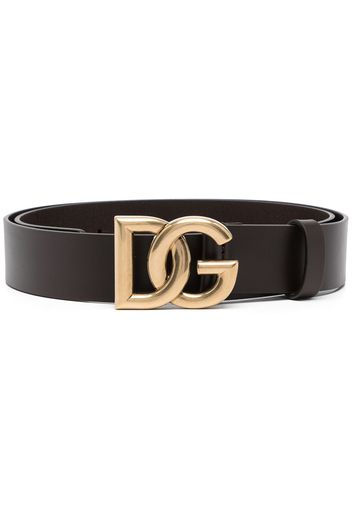 Dolce & Gabbana logo-buckle leather belt - Marrone