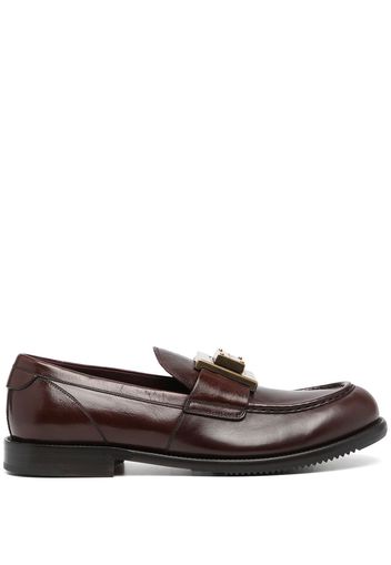 Dolce & Gabbana logo-plaque leather loafers - Marrone