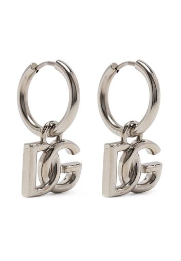 Dolce & Gabbana logo-plaque hoop earrings - Argento