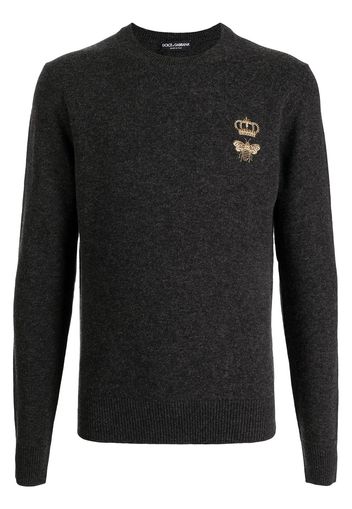 Dolce & Gabbana fine-knit embroidered jumper - Grigio