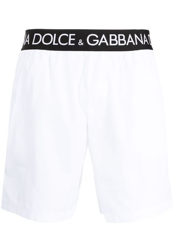 Dolce & Gabbana logo-tape slip-on swim shorts - Bianco