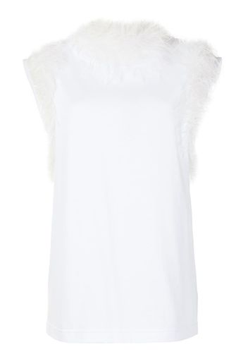 Dolce & Gabbana ostrich feather-trim blouse - Bianco