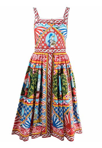 Dolce & Gabbana Carretto-print flared midi dress - Rosso