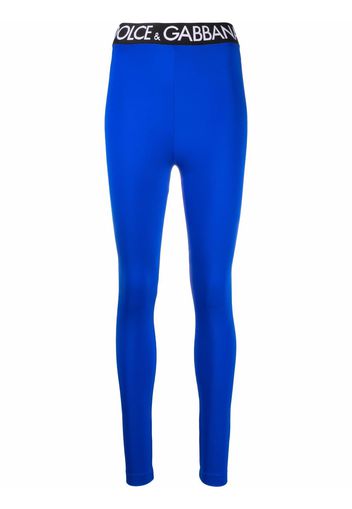 Dolce & Gabbana logo-waistband leggings - Blu