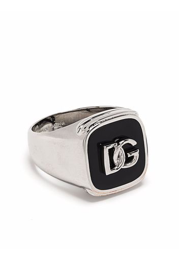 Dolce & Gabbana debossed logo signet ring - Argento
