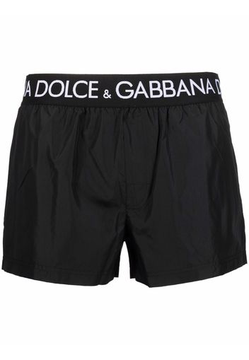 Dolce & Gabbana logo-waistband swim shorts - Nero