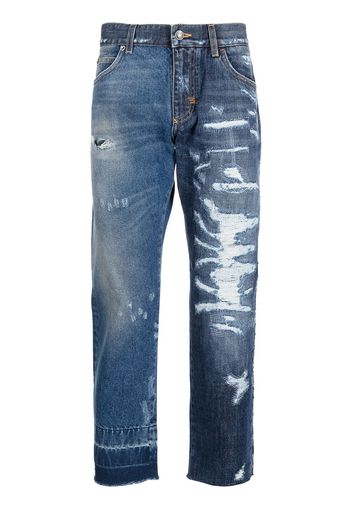 Dolce & Gabbana Jeans dritti con effetto vissuto - Blu