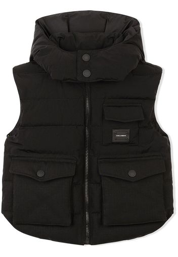 Dolce & Gabbana Kids Gilet imbottito con logo - Nero