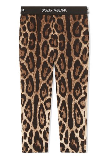 Dolce & Gabbana Kids leopard-print stretch-silk leggings - Marrone