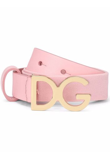 Dolce & Gabbana Kids logo-buckle leather-trim belt - Rosa