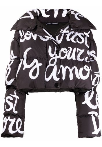 Dolce & Gabbana Cropped Duvet Signature puffer jacket - Nero