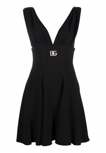 Dolce & Gabbana logo-plaque V-neck dress - Nero