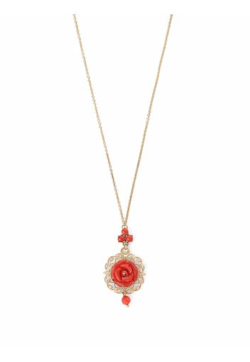 Dolce & Gabbana Collana con pendente Rose in oro 18kt con corallo