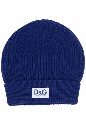 Dolce & Gabbana logo-patch wool beanie - Blu