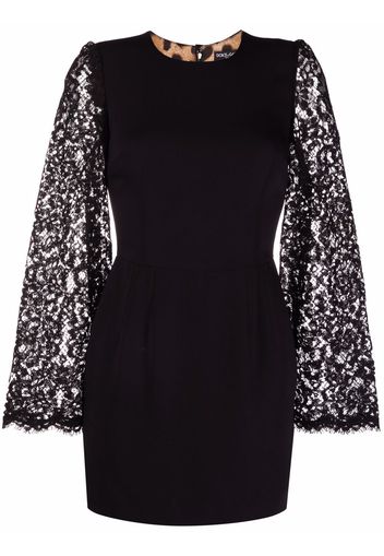 Dolce & Gabbana lace sleeves dress - Nero